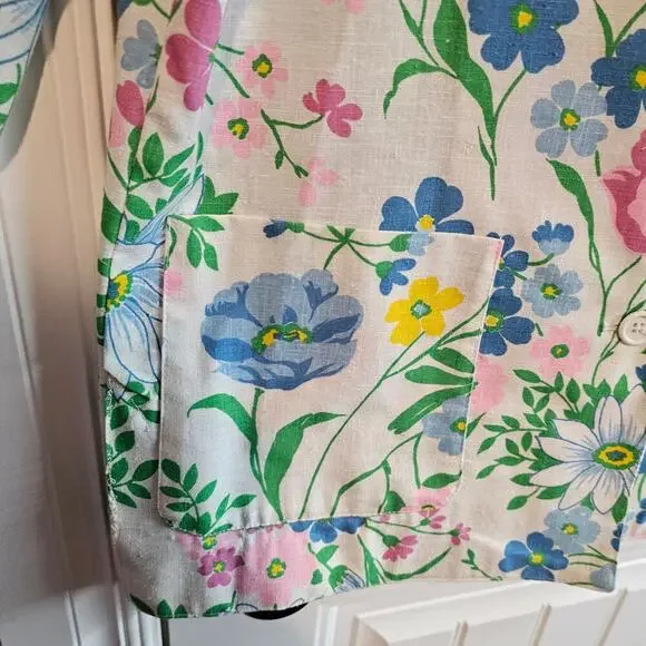 Vintage Floral Blazer Women Sz 14 White Pink Cottagecore Preppy Fairy 90s Easter - Picture 5 of 9